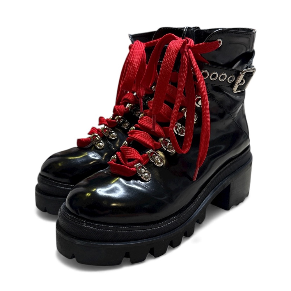 JEFFREY CAMPBELL Black Platform Lug Sole Combat Boots Size 7.5